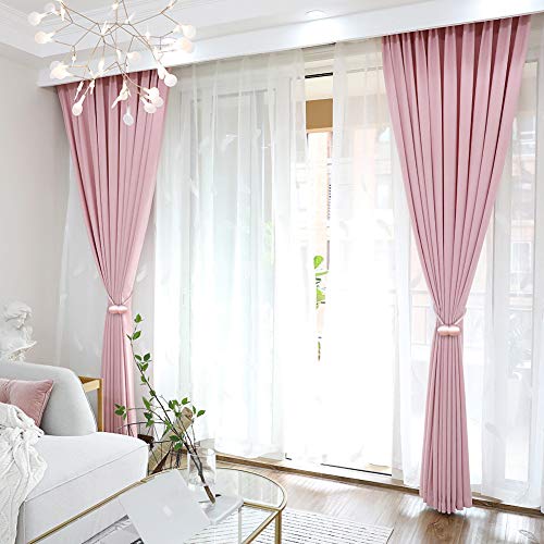 Magnetic Curtain Tiebacks Magnetic Tie Backs Curtain Holdbacks Decorative Magnet Window Hold Curtains Drape Tie Backs for Bedroom Pink 12 inch 2 Pack