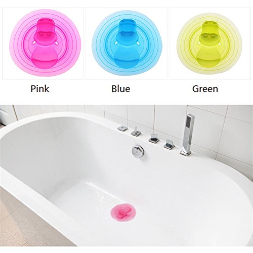 Bath Tub Stopper,Tub Stopper Drain Plug Cover For Bathtub,Floor Drain and Kitchen Sink,Universal Size Fit,Silicone Lovely Hippo Style,Green - Thumbnail 3