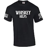Patriot Pride Whiskey Helps Mens Funny American Flag Sleeve Short Sleeve T-Shirt Graphic Tee