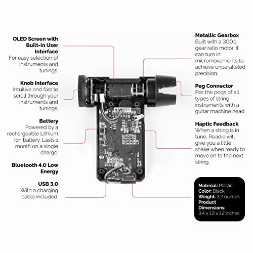 ROADIE 2 (2019) | Smart Automatic Guitar Tuner & String Winder | For All String Instruments (Electric, Acoustic & Steel Guitars, Ukulele, Banjo, Mandolin) | 40+ Alternate Tunings | USB Rechargeable - Thumbnail 7