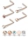 Hestya 20G 9 Styles Stainless Steel Nose Stud Nose Rings Curved Nose Stud L Shaped Piercing Jewelry for Women and Girl (Rose Gold)