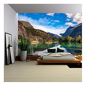 Beautiful Nature Norway Natural Landscape. Lovatnet Lake. - Removable Wall Mural | Self-Adhesive Large Wallpaper - 66x96 inches