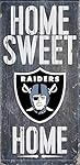Oakland Raiders Official NFL 14.5 inch x 9.5 inch Wood Sign Home Sweet Home by Fan Creations 048517