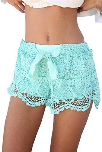 Aiyou Sexy Elastic Openwork Celeb Lace Crochet Bow Shorts Mira Hot Pants Large Green
