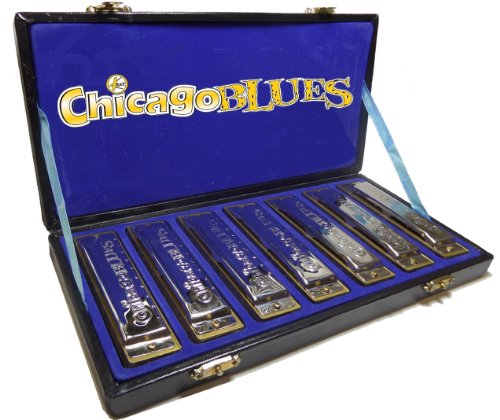 Chicago Blues KHCB-7A Complete 7 Major Key Harmonica Party Pack / Gift Set