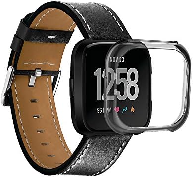 For Fitbit Versa Case, Fitbit Versa Clear Soft TPU Protector Shock-proof and Shatter-resistant Clear Cover Case for Fitbit Versa Smart Watch Assesories Slim Scratch Resistant Soft Case(black)