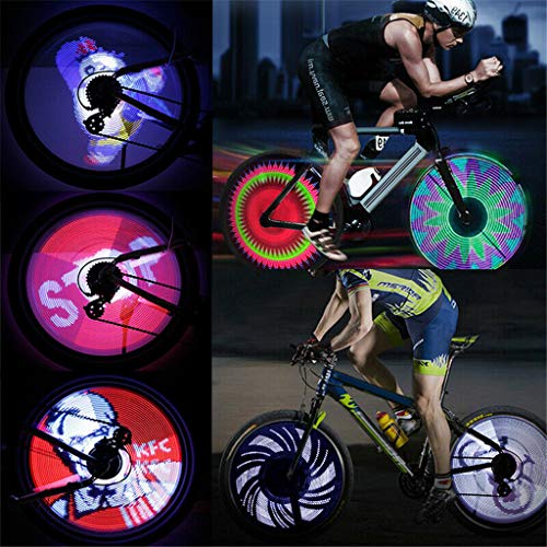 Bicycle Wheel Light , LtrottedJ 64 LED Colorful Double-Side Display Cycling Bicycle DIY Spoke Wheel Light 2019