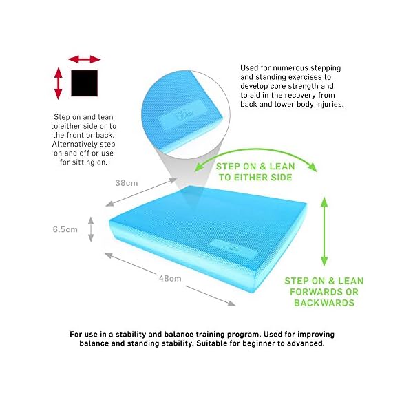 66fit Wooden Rocker Board 50cm - Includes Balance Training Ebook - Wobble Balance Training Rehabilitation Exercise, Blue