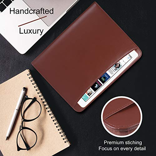 Zippered Padfolio Portfolio Binder, OOWOLF Leather Travel Conference Folder Executive Business Padfolio Case with Writing Pad Tablet, Phone/iPad Pockets, Pen Holder for Interview