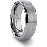 Thorsten SHIRE Titanium Brushed Center Men’s Flat Wedding Ring with Polished Beveled Edges - 8mm - Size 8