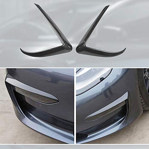 CoolKo Fog Light Eyebrow Cover Trim Frame Exterior Decoration Compatible with Model 3 - Carbon Fiber Pattern [ 1 Pair - Black ] - Thumbnail 3