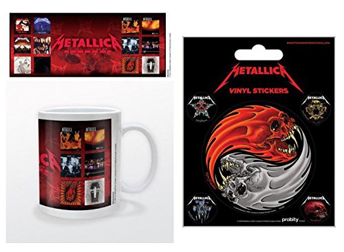 Set: Metallica, Nothing Else Matters, Album Covers Photo Coffee Mug (4x3 inches) And 1 Metallica, Sticker Adhesive Decal (5x4 inches)