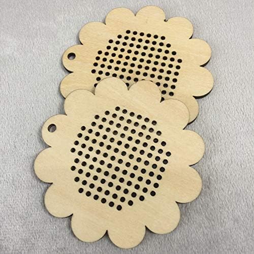 LELEXI: 20 pcs Sunflower Shaped Cross Stitch Needle Working DIY Wooden Craft Decor