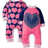 Gerber Girls' 2 Pack Coveralls, Hearts, 12 Months