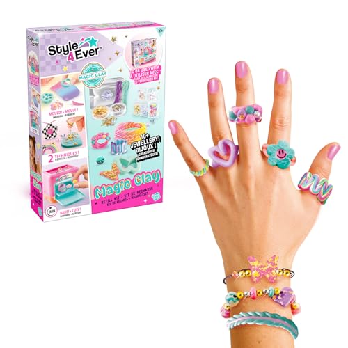 Canal Toys Style 4 Ever Magic Clay Jewellery Refill Kit – Vibrant Clays & Decorations for Rings, Bracelets, Pendants & More – Bake to Harden – Creative DIY Jewellery Accessories