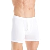 HANRO Men's Cotton Sensation Long Leg Boxer Brief 73063, White, Small