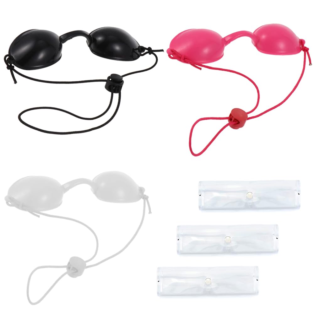 3 Pcs Sunbed Goggles Safety Tanning Eyewear Durable Laser Protection Eye Patch with Transparent Bags for Using Beauty Equipment Sunbathing on the Beach
