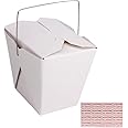 zmybcpack 50 Pack (16 oz 1 Pint) Chinese Take Out Food Boxes with Metal Wire Handle & 4 Pack(64 Pcs) Labels, Paper Take Out Food Containers For Hot Or Cold Food