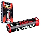 Bundle: Klarus Battery 3400mAh Protected Universal 18650 Li-ion Battery Designed for XT11S XT2C XT12 XT15 ST15 and Other 18650 Flashlight