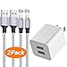 iPhone Charger, YUNSONG Lightning Cable Nylon Braided 6FT 2PACK Durable USB Data Sync Charging Cord with Dual Portfor 4.2Amp Wall Charger iPhone X/8/7/6S/6/Plus/5S/SE/5C/5/iPad Air/mini
