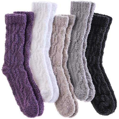 DOSKONI Fuzzy Socks for Women Fluffy Slipper Socks Cozy Winter Warm Soft Microfiber Plush Home Sleeping Gift Socks