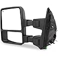 SCITOO Towing Mirror Fit 2008-2016 For Ford For F250 For F350 For F450 For F550 Super Duty Driver Side Rear View Mirror with Power Control Heated Manual Telescoping Folding and Smoke Turn Signal