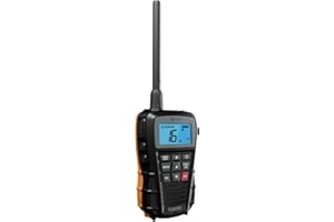 Cobra BlueBound 150 VHF Handheld Marine Radio - Black - 3-Watt, Floating, Long Range, NOAA Weather Alerts, International Functionality, IPX7 Waterproof, USB-C, Submersible, LCD Screen, Belt Clip