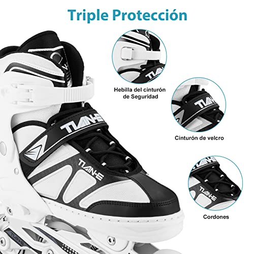 YOMYM Patines en Linea Ajustables para Niños y Adultos, Rodamiento de ABEC-7, Flash Ruedas, Cómodo y Transpirable, Patines en Línea para Fitness para Adultos y Principiantes