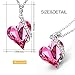 Menton Ezil Love Heart Pendant Necklace Made with Pink Rose Swrovski Crystals Gifts for Her Woman Fashion Jewelry