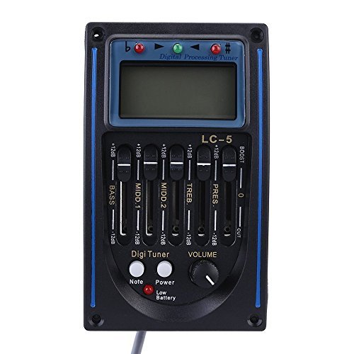 Acoustic 5-Band EQ Equalizer Guitar Preamp Piezo Pickup Tuner with LCD Display and Easy to Read