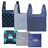 6 Pack Reusable Grocery Bags, Foldable Eco-Friendly Shopping Tote, Washable, Waterproof, Durable and Lightweight
