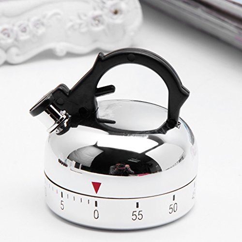Qisuw Kitchen Cooking 60-Minute Countdown Mechanical Alarm Timer Clock Kettle Shape