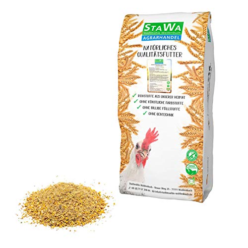 STAWA Kükenmehl Kükenaufzucht Alleinmehl, natürlicher Cocci-Schutz durch Majoran und Oregano-Ãl, ohne Gentechnik, mit Leinschrot + Schwarzkümmel, Premium Kükenfutter für sichere Aufzucht, 25 kg