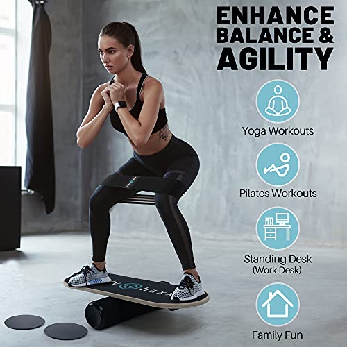 body haxx BODY HAXX Wooden Balance Board Trainer with Yoga Resistance