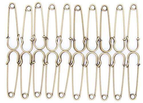LeBeila Heavy Duty Safety Pins - Stainless Steel Safety Pins for Blankets/Skirts/Kilts/Crafts Metal Large 20pcs in Bulk (2.4 inch, Bronze)