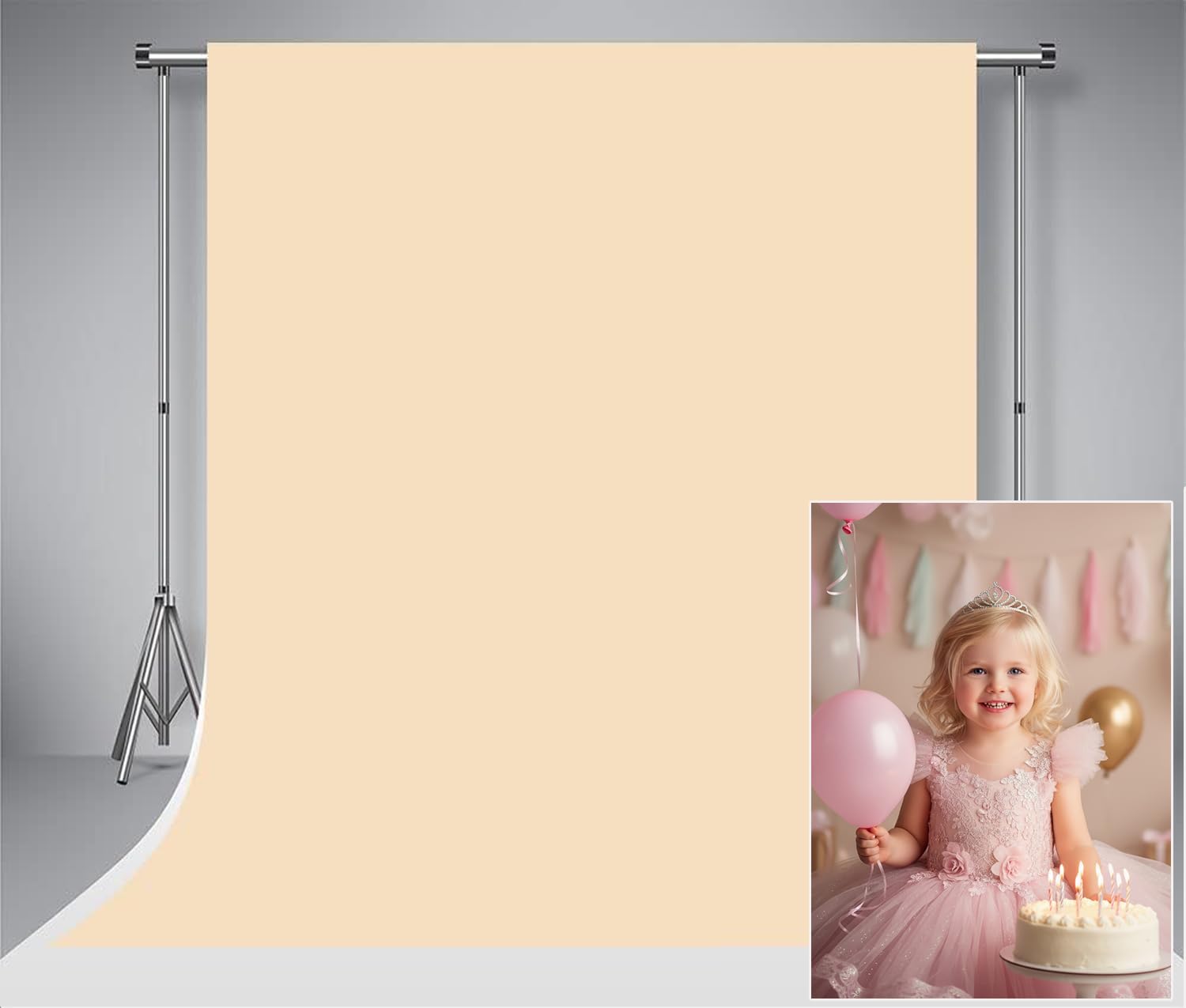 Kate Backdrop Light Beige Abstract Solid Photo Backgrounds Retro for Portrait Photography 5x7ft(1.5x2.2m)