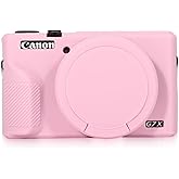 SANRONANG Case for Canon PowerShot G7X Mark III Digital Camera, Travel Lightweight G7X Mark 3 Accessories, Full Protection Soft G7X Mark 3 Silicone Case Detachable Lens Cover Protective Cover (Pink)