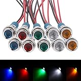 FICBOX 10pcs 6mm 1/4" LED Metal Indicator Light 12V