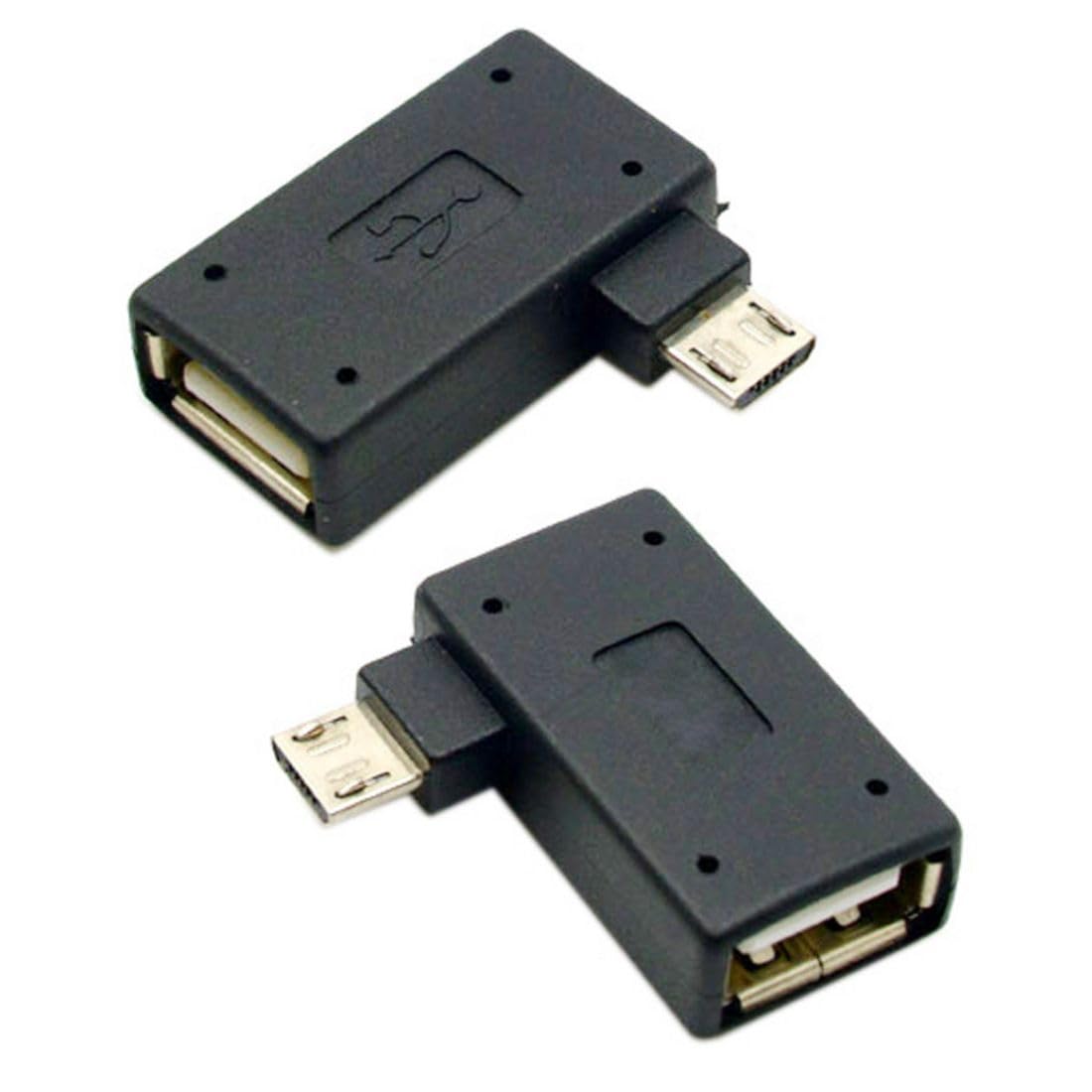 chenyang 2 Pack Micro USB OTG Power Adapter 2 in 1 Micro USB Male to USB 2.0 Female 90 Degree Angled Connector Adapter — image 1