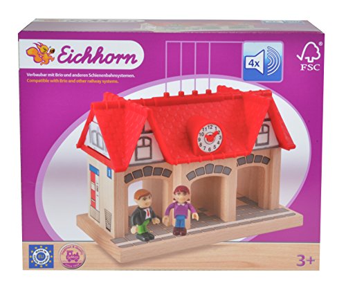 Eichhorn Wooden Soundstation Train Set (4 Piece), Brown