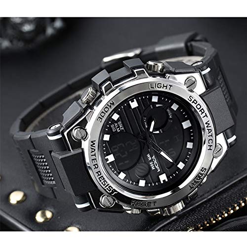 Men’s Digital Sports Watch, MultiFunctions DualDisplay Tactical Watch