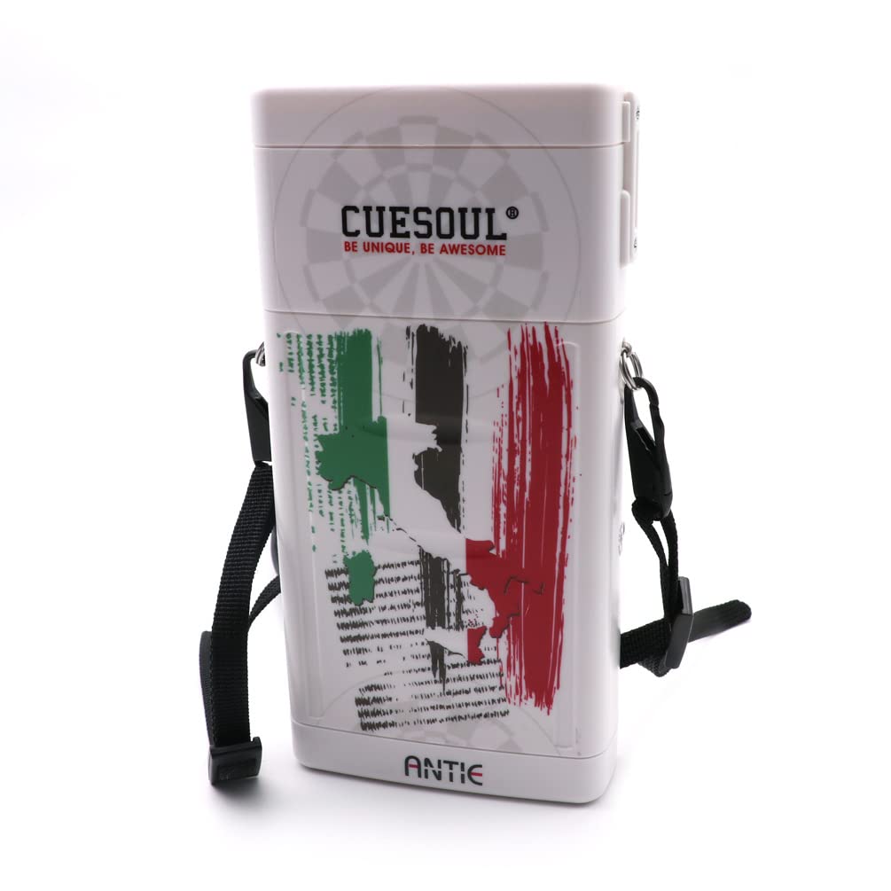 CUESOUL ANTIE Hard Dart Case,Holds 6 Steel Tip Darts/Soft Tip Darts & Extra Accessories,with Flags Design,Durable Use