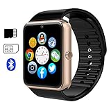 EiffelT Smart watch GT08 Touch Screen Bluetooth WristWatch with Camera/SIM Card Slot/Sleep Monitoring for Android (Full Functions) and IOS (Partial Functions) (Rose Gold)