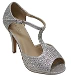 Bella Marie Shania-11 Women's peep toe rhinestone glitter T- strap dance sandals