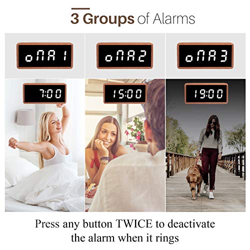 Digital Alarm Clock, MiCar Solid Wood Led Modern Desk Clock with 5.5"x2