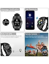 Reloj inteligente, Bluetooth Smartwatch pantalla táctil reloj de pulsera con cámara ranura para tarjeta IM, resistente al agua, reloj inteligente deportivo, rastreador de fitness, reloj de teléfono Android compatible con teléfonos Android Samsung Huawei