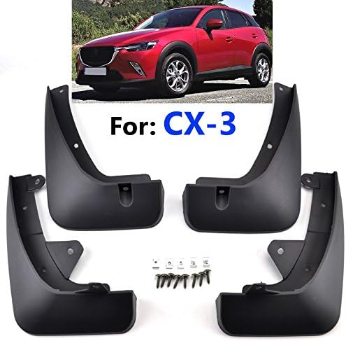 XUKEY Auto Molded Splash Guards for Mazda CX-3 CX3 2016 2017 2018 Mud Flaps - Front & Rear 4 Pieces Set