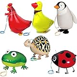 OuMuaMua Walking Animal Balloons Farm Animals - 6 Pack Animal Balloons Air Walkers for Kids Gift Birthday Party Decor