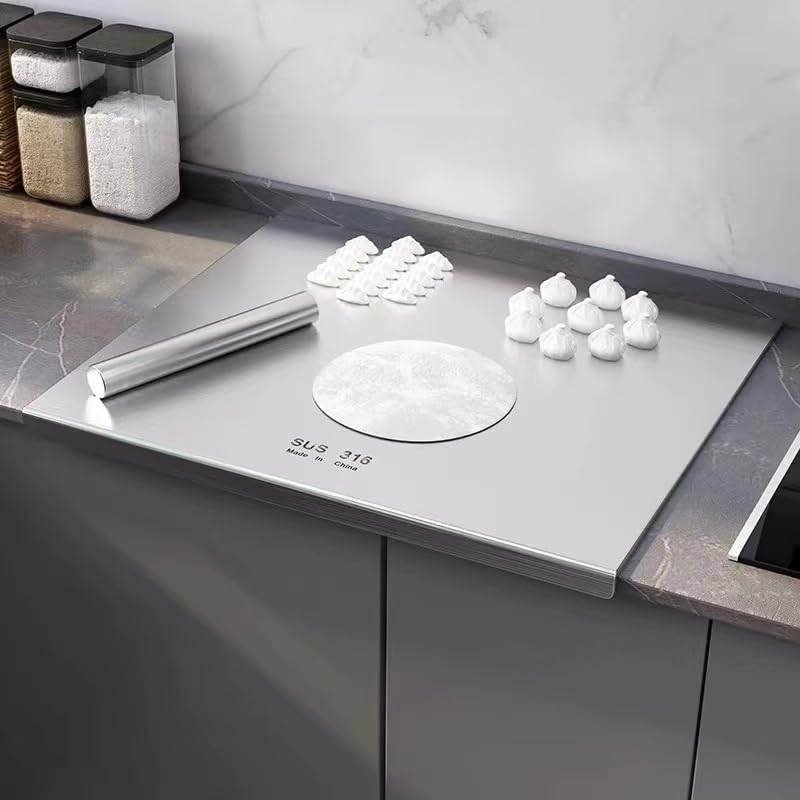 40 * 30CM Stainless Steel Cutting Board, chopping board for Kitchen,L Shape Pastry Board，Kneading Board Cutting Mats，suitable for meat, fruits, vegetables, bread, and baking