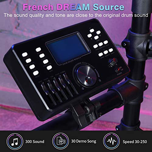 ZHRUNS Electronic Drum Set, Mesh Kit with Collapsible 3Post Rack